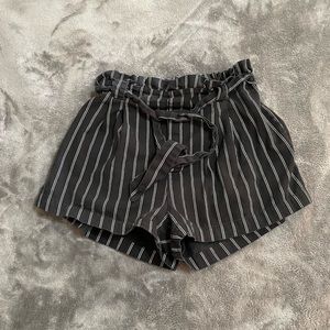 Striped Cinched High Waist Shorts
